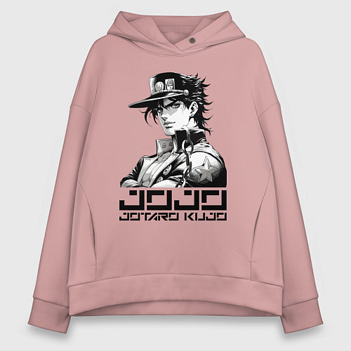 Женское худи оверсайз Jotaro Kujo - jojo ai art / Пыльно-розовый – фото 1