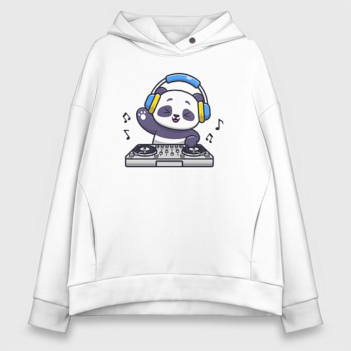 Женское худи оверсайз Панда диджей / Белый – фото 1