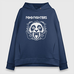 Толстовка оверсайз женская Foo Fighters rock panda, цвет: тёмно-синий