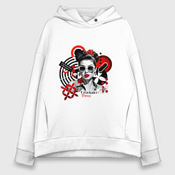 Толстовка оверсайз женская Gravitation Three pop art girl, цвет: белый