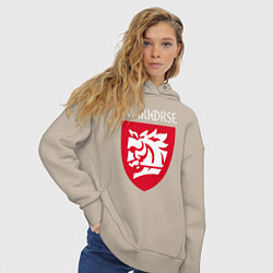 Толстовка оверсайз женская Warhorse logo, цвет: миндальный — фото 2
