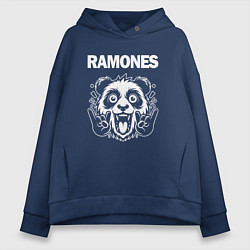 Толстовка оверсайз женская Ramones rock panda, цвет: тёмно-синий