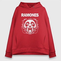 Толстовка оверсайз женская Ramones rock panda, цвет: красный