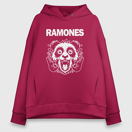 Женское худи оверсайз Ramones rock panda / Маджента – фото 1