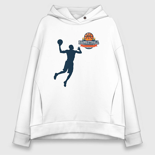Женское худи оверсайз Игрок в баскетбол basketball / Белый – фото 1