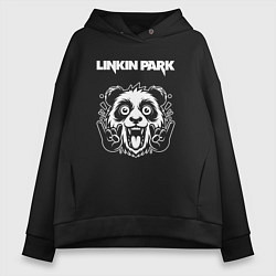 Толстовка оверсайз женская Linkin Park rock panda, цвет: черный