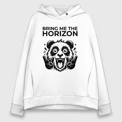 Женское худи оверсайз Bring Me the Horizon - rock panda / Белый – фото 1