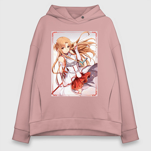 Женское худи оверсайз Асуна Юки мечница / Пыльно-розовый – фото 1