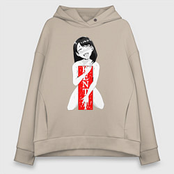 Толстовка оверсайз женская Ахегао Sempai, цвет: миндальный