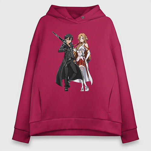 Женское худи оверсайз Мечники Кадзуто Киригая / Маджента – фото 1