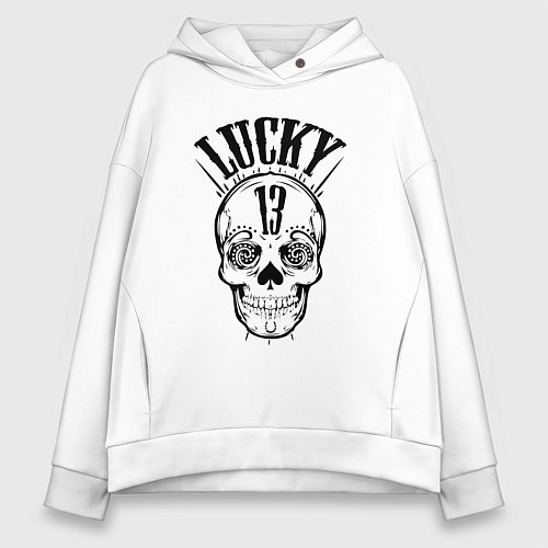 Женское худи оверсайз Lucky skull / Белый – фото 1