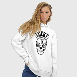 Толстовка оверсайз женская Lucky skull, цвет: белый — фото 2