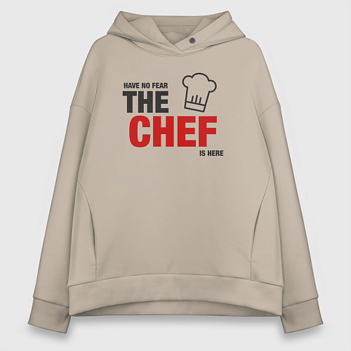 Женское худи оверсайз Не бойся шеф здесь / Миндальный – фото 1