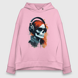 Толстовка оверсайз женская Grunge redhead girl skull, цвет: светло-розовый