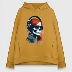 Толстовка оверсайз женская Grunge redhead girl skull, цвет: горчичный