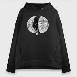 Толстовка оверсайз женская Планета космоса, цвет: черный