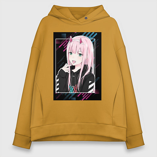 Женское худи оверсайз Zero Two is darling / Горчичный – фото 1