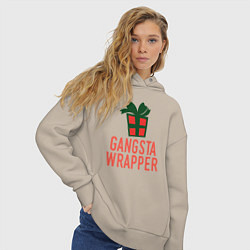 Толстовка оверсайз женская Gangsta wrapper, цвет: миндальный — фото 2