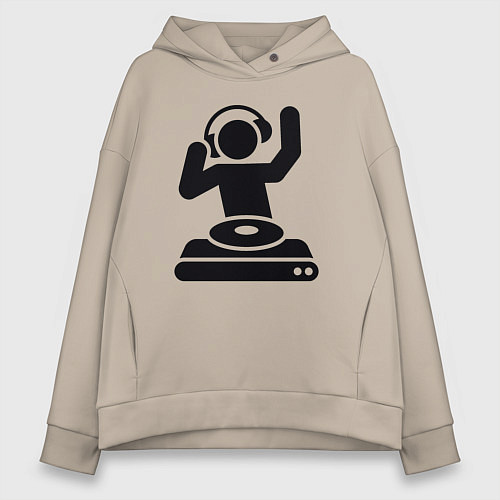 Женское худи оверсайз Dj party / Миндальный – фото 1