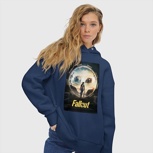 Женское худи оверсайз Fallout - Lucy MacLean / Тёмно-синий – фото 3