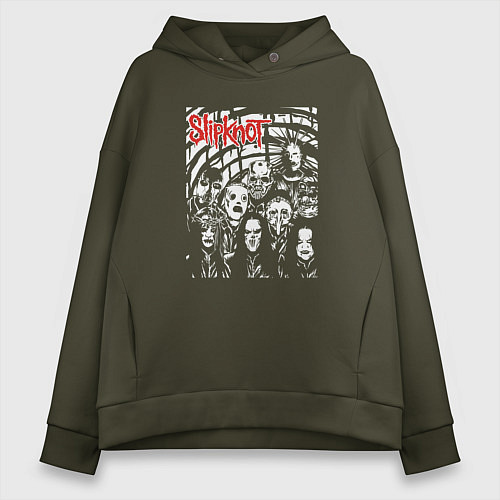 Женское худи оверсайз Slipknot rock band / Хаки – фото 1