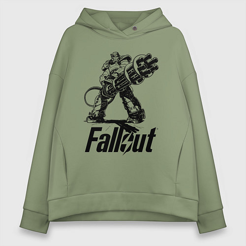 Женское худи оверсайз Фоллаут - силовая броня / Авокадо – фото 1