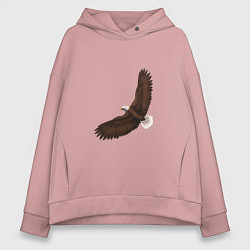 Толстовка оверсайз женская Классный красивый орел гордая птица, цвет: пыльно-розовый