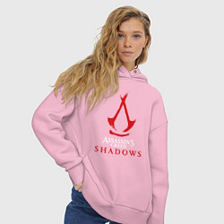 Толстовка оверсайз женская Assassins creed shadows logo, цвет: светло-розовый — фото 2