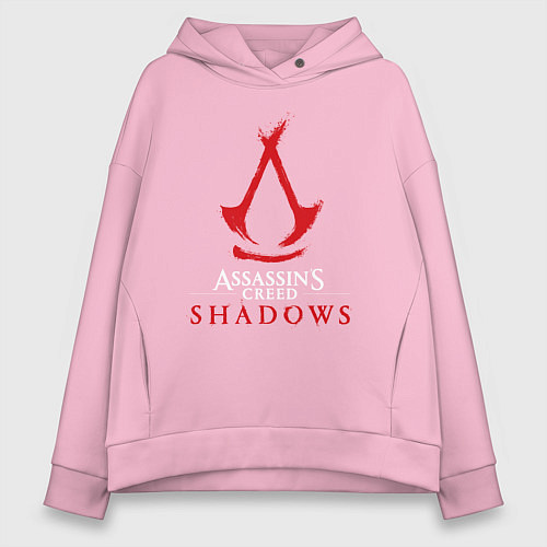 Женское худи оверсайз Assassins creed shadows logo / Светло-розовый – фото 1