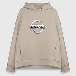 Толстовка оверсайз женская Nissan logo, цвет: миндальный