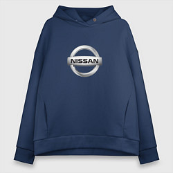 Толстовка оверсайз женская Nissan logo, цвет: тёмно-синий