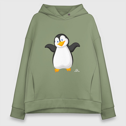 Женское худи оверсайз Веселый пингвин красивый / Авокадо – фото 1