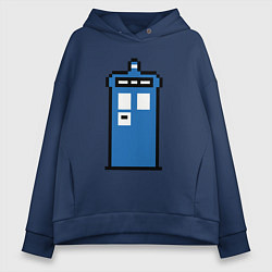 Толстовка оверсайз женская Tardis pixels, цвет: тёмно-синий