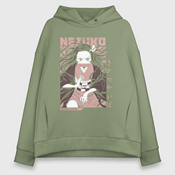 Женское худи оверсайз Demon slayer Nezuko pinck