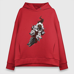 Толстовка оверсайз женская Принцесса Мононоке оборотень, цвет: красный