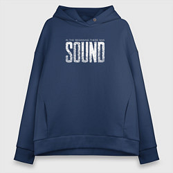 Толстовка оверсайз женская In the beginning there was sound, цвет: тёмно-синий