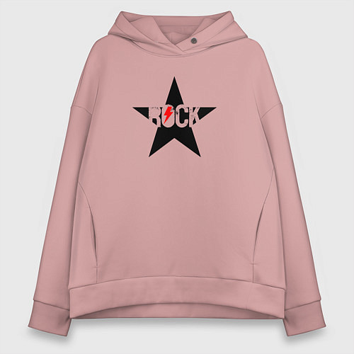 Женское худи оверсайз Rock star in black red / Пыльно-розовый – фото 1