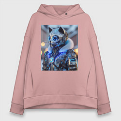 Женское худи оверсайз Cyber cat - ai art fantasy