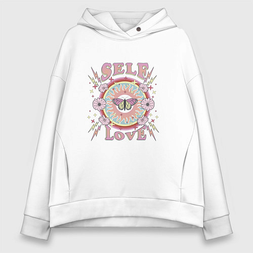 Женское худи оверсайз Любовь к себе / Белый – фото 1