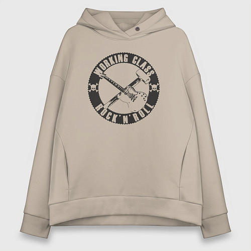 Женское худи оверсайз Рабочий класс рок-н-ролл / Миндальный – фото 1