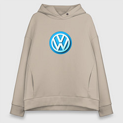 Толстовка оверсайз женская Volkswagen logo blue, цвет: миндальный