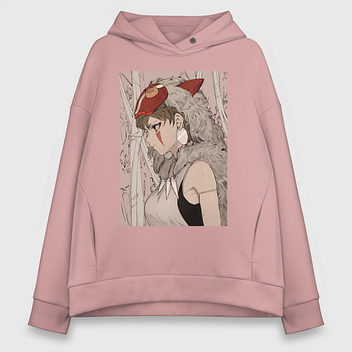 Женское худи оверсайз Принцесса Мононоке San / Пыльно-розовый – фото 1
