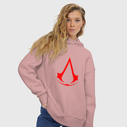 Толстовка оверсайз женская Red logo of assassins, цвет: пыльно-розовый — фото 2