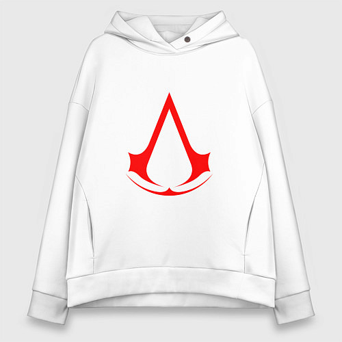 Женское худи оверсайз Red logo of assassins / Белый – фото 1