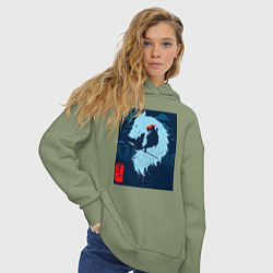 Толстовка оверсайз женская Принцесса Мононоке-волчица Моро, цвет: авокадо — фото 2