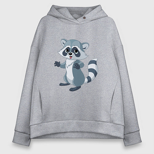 Женское худи оверсайз Классный серый енот / Меланж – фото 1