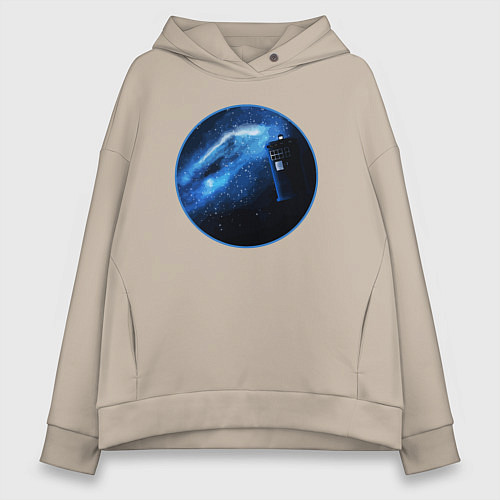 Женское худи оверсайз Тардис в космическом пространстве / Миндальный – фото 1