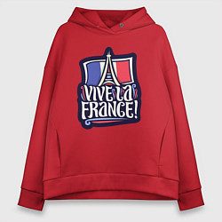 Толстовка оверсайз женская Viva la France, цвет: красный