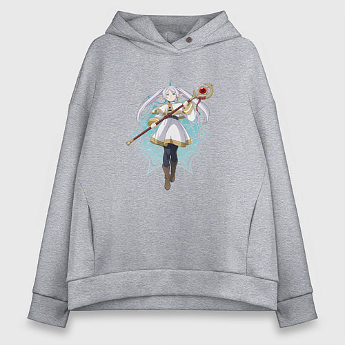 Женское худи оверсайз Маг Фрирен с посохом / Меланж – фото 1