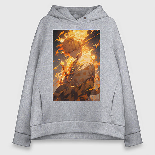 Женское худи оверсайз Клинок, рассекающий демонов Дзэнъицу Агацума / Меланж – фото 1